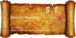 Benik Veszta névjegykártya